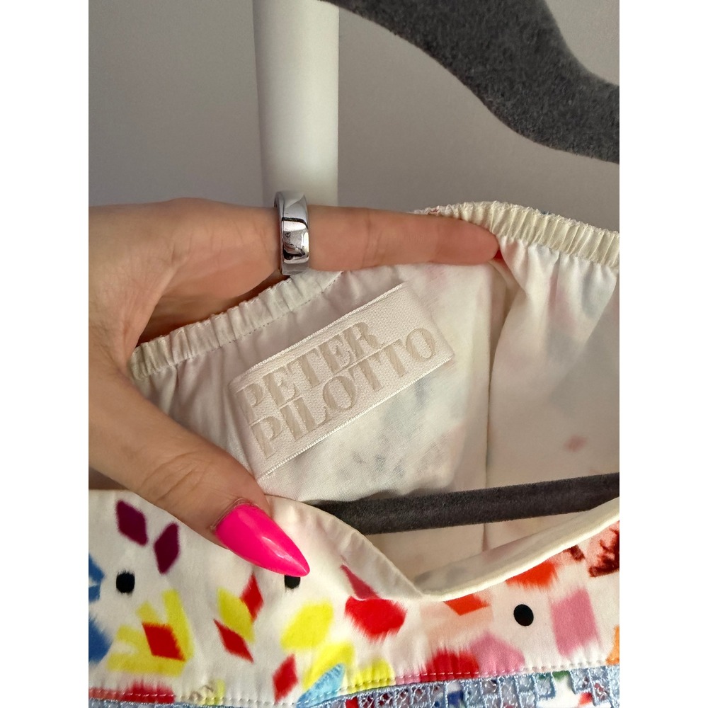 $1200 Peter Pilotto Off-The-Shoulder Dress 8 White Multi Abstract Ruffle Mini - Picture 8 of 8